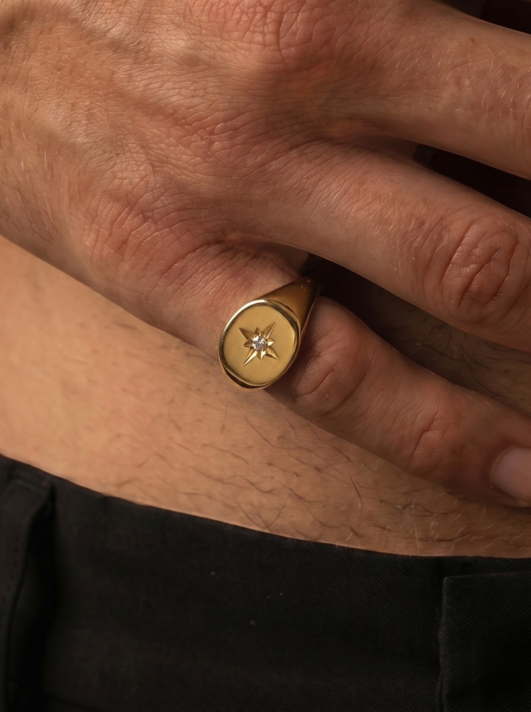 SIEGELRING MIT NORDSTERN GOLD